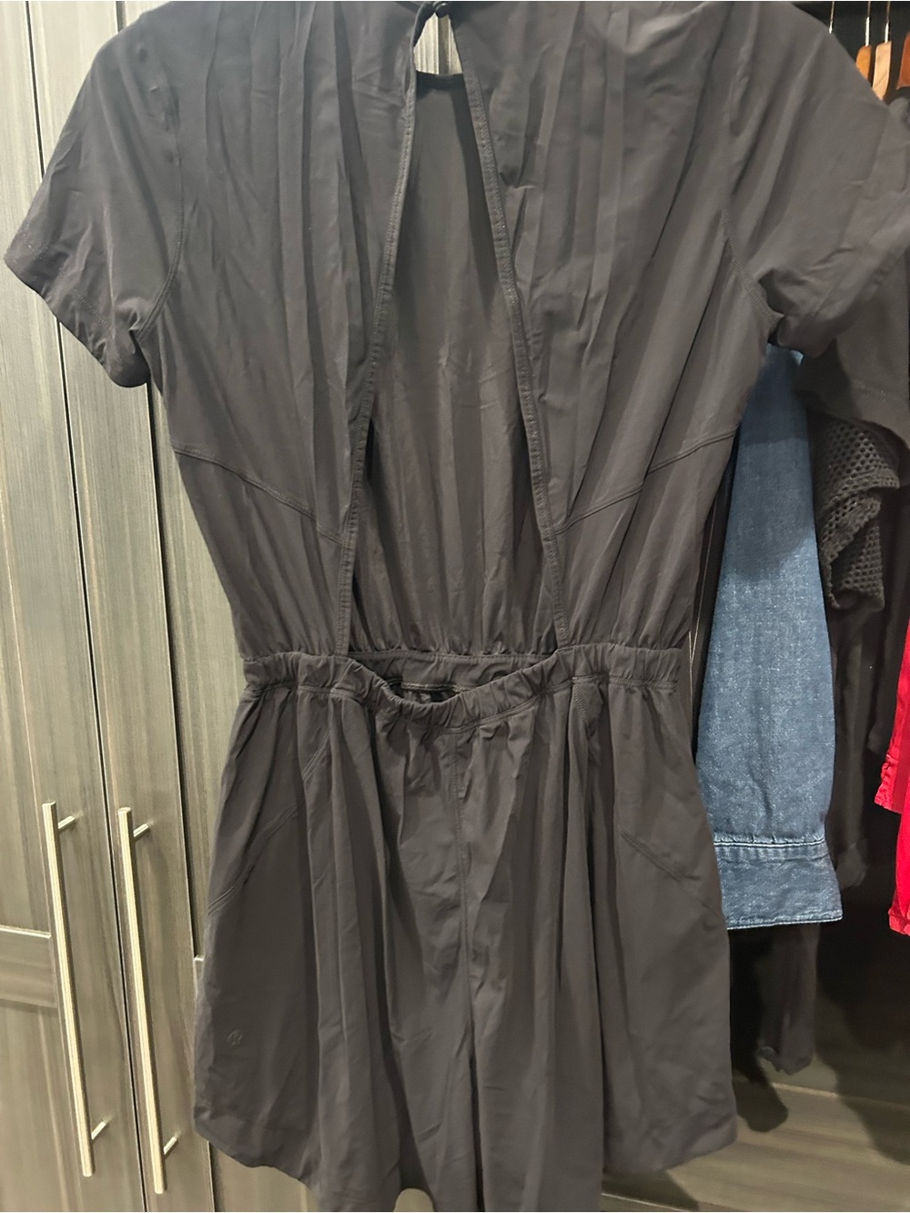 Lululemon stretchy Black Short Sleeve Romper with Elastic Waist